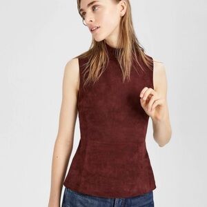 Theory suede maroon ‘ponte’ sleeveless top
